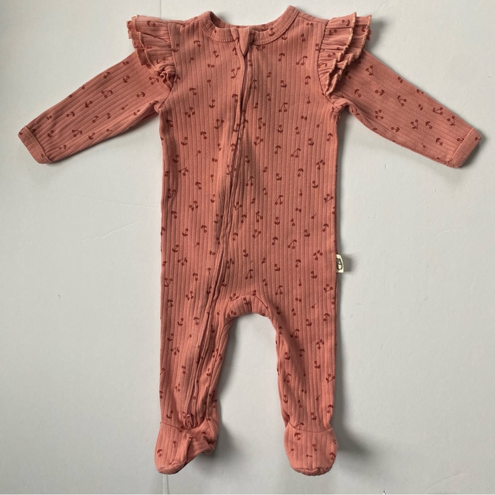 Rabbit + Bear One Piece 3 6 Months Romper Organic Cotton Rose Pink Baby Girls